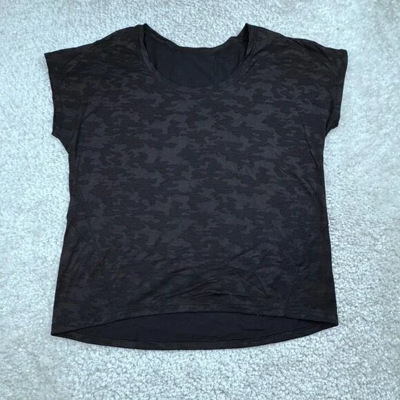 Lululemon Black Camo Miles Ahead Tee - Picture 2 of 9